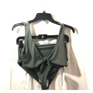 Green Tie-Front High-Waist Bikini